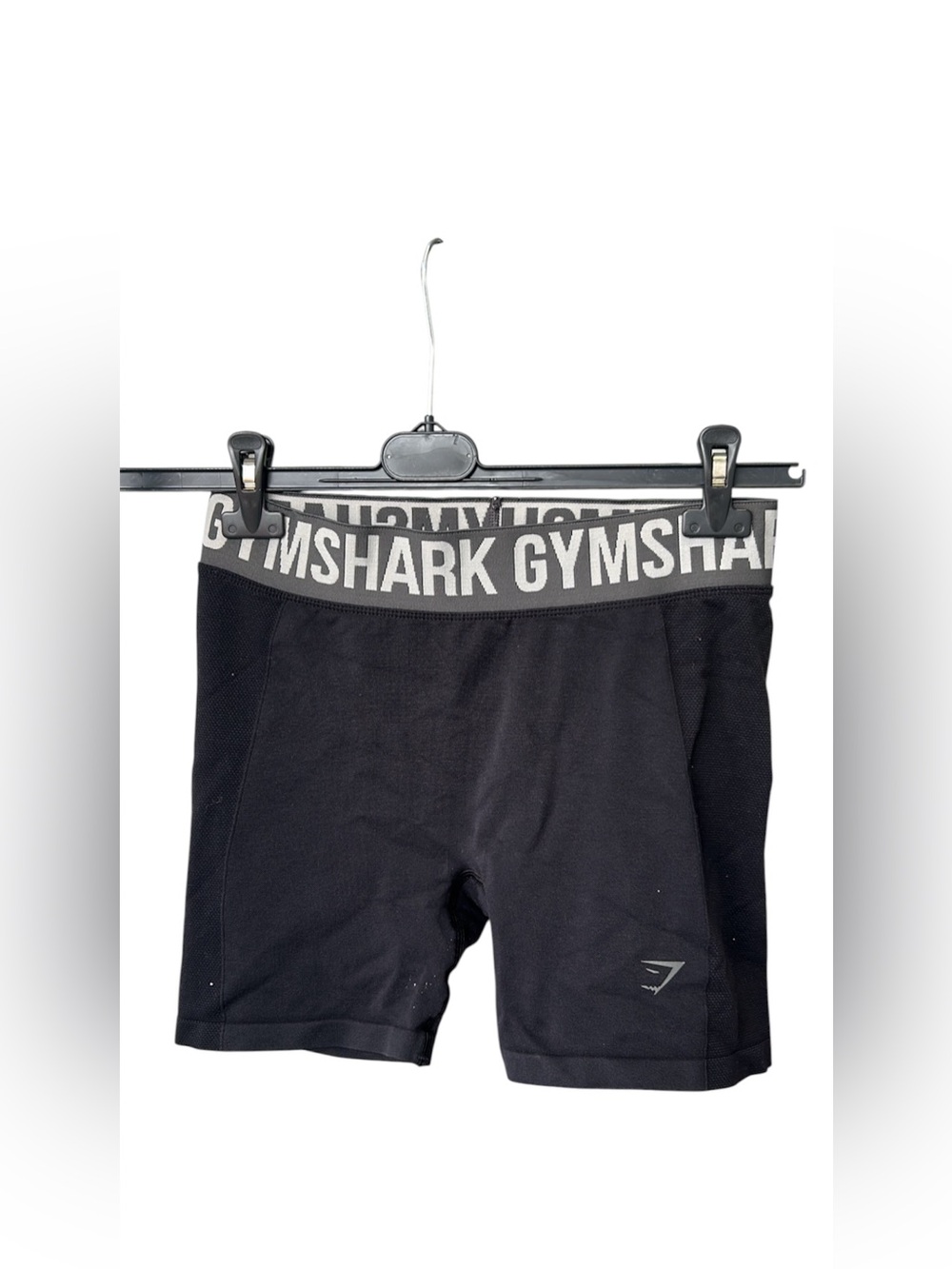 Gymshark Black women  Athletic Compression Shorts with Grey Logo Waistband